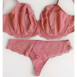 Panache Ana Bra‎ & Thong 36J & XL Sienna Pink NWOT